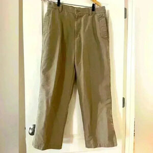 Men’s  Izod Trousers Dress Pants Tan With Pockets Size 34 X30